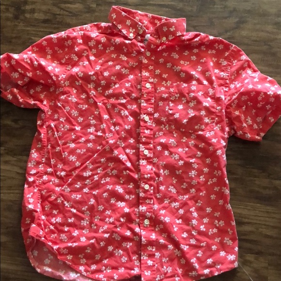 Red floral print button down - Picture 1 of 1